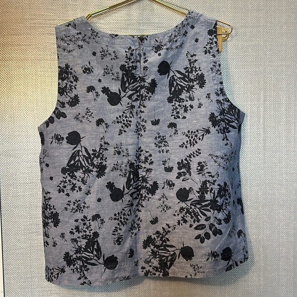 Liz Claiborne Blue Floral Linen / Cotton Blend Sleevless Tank Size XL - Picture 5 of 10